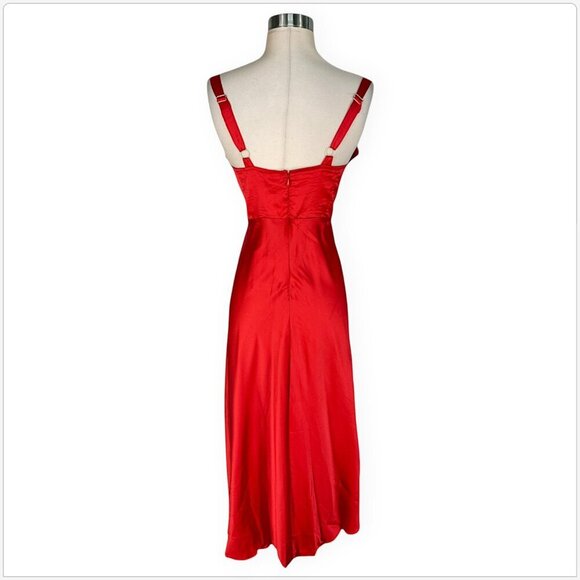 RNWY Syndey Runaway The Label Kelsi Midi Dress Colorblock Slip Red Pink NWT 10 - Picture 6 of 7